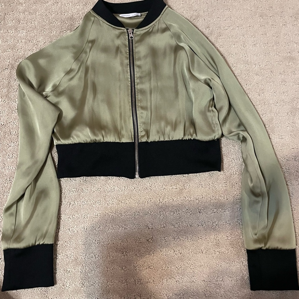 Zara green and black cropped jacket